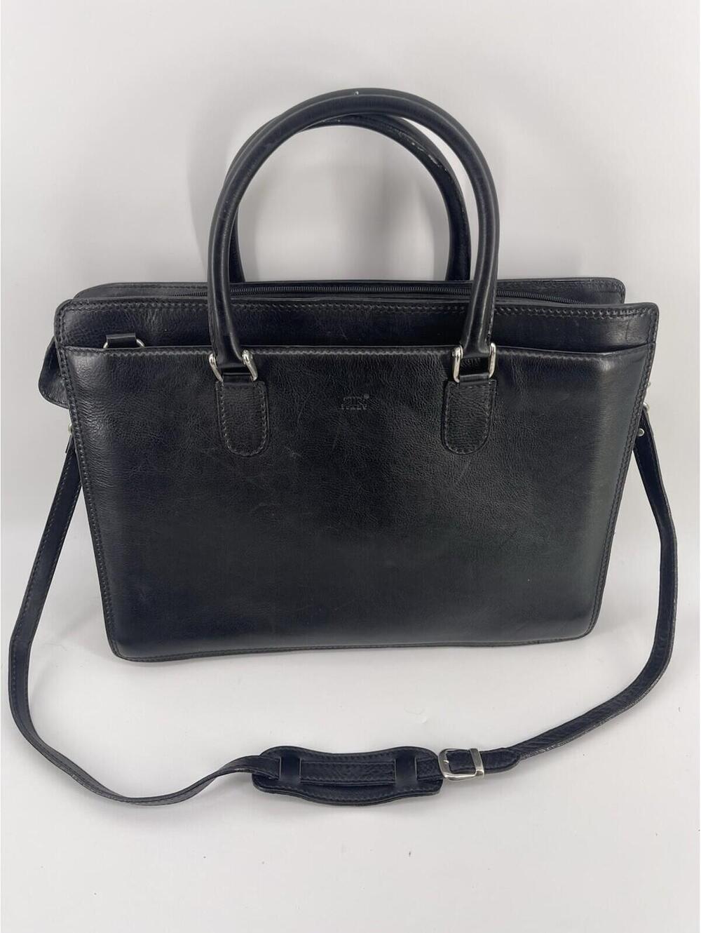 Vintage Made In Italy Genuine Leather Briefcase Laptop Satchel Double R Logo